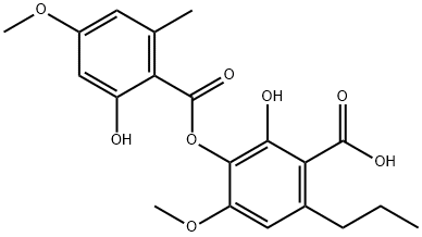 Benzoic acid, 2-hydroxy-3-[(2-hydroxy-4-methoxy-6-methylbenzoyl)oxy]-4-methoxy-6-propyl- 结构式