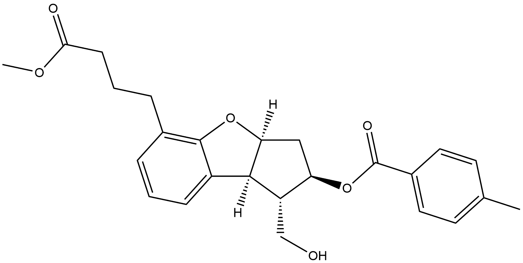 1H-Cyclopenta[b]benzofuran-5-butanoic acid, 2,3,3a,8b-tetrahydro-1-(hydroxymethyl)-2-[(4-methylbenzoyl)oxy]-, methyl ester, (1α,2β,3aα,8bα)- (9CI) Structure