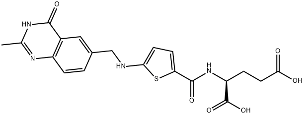 L-Glutamic acid, N-[[5-[[(3,4-dihydro-2-methyl-4-oxo-6-quinazolinyl)methyl]amino]-2-thienyl]carbonyl]- 化学構造式