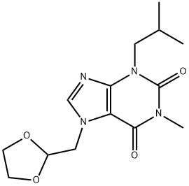 7-((1,3-Dioxolan-2-yl)methyl)-3-isobutyl-1-methyl-1H-purine-2,6(3H,7H)-dione Struktur