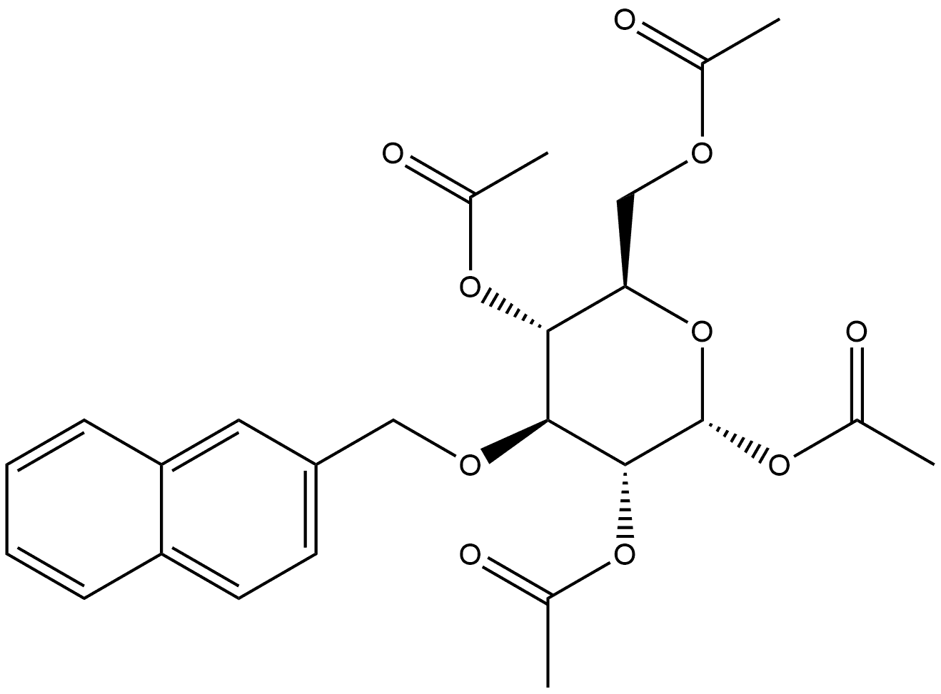 α-D-Glucopyranose, 3-O-(2-naphthalenylmethyl)-, 1,2,4,6-tetraacetate,1327278-36-3,结构式