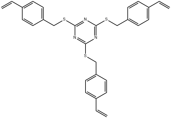 2,4,6-三[(4-乙烯基苯基甲硫基)]-1,3,5-三嗪, 132790-22-8, 结构式