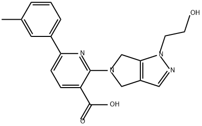 2-[1-(2-hydroxyethyl)-1H,4H,5H,6H-pyrrolo[3,4-c]p
yrazol-5-yl]-6-(3-methylphenyl)pyridine-3-carboxyl
ic acid 结构式