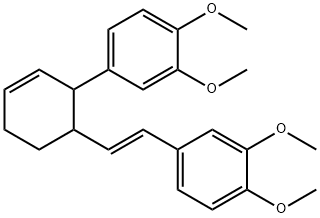 Benzene, 4-[(1E)-2-[2-(3,4-dimethoxyphenyl)-3-cyclohexen-1-yl]ethenyl]-1,2-dimethoxy- Struktur