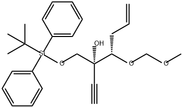 2,4,8-Trioxa-9-silaundecan-6-ol, 6-ethynyl-10,10-dimethyl-9,9-diphenyl-5-(2-propen-1-yl)-, (5S,6R)- 结构式