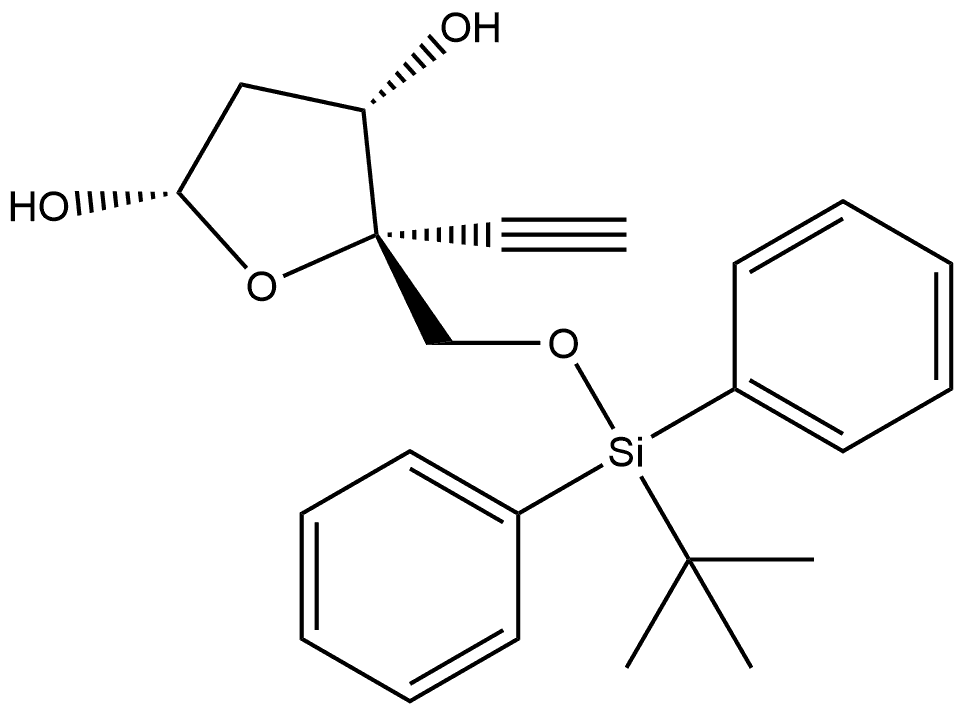 α-D-erythro-Pentofuranose, 2-deoxy-5-O-[(1,1-dimethylethyl)diphenylsilyl]-4-C-ethynyl- Structure