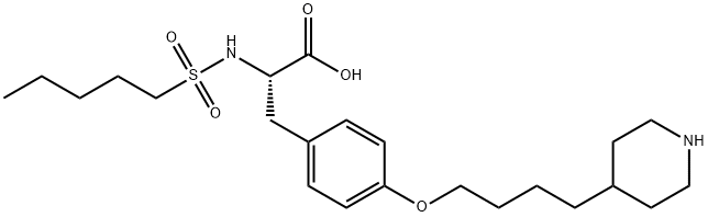 (S)-2-(pentylsulfonamido)-3-(4-(4-(piperidin-4-yl)butoxy)phenyl)propanoic acid 化学構造式