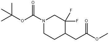 3,3-二氟-4-(2-甲氧基-2-氧乙基)哌啶-1-羧酸叔丁酯 结构式