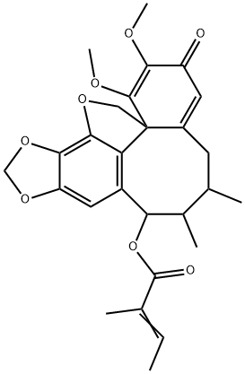 2-Butenoic acid, 2-methyl-, 5,6,7,8-tetrahydro-1,2-dimethoxy-6,7-dimethyl-3-oxo-3H,14H-benzo[1,8]cycloocta[1,2,3-cd][1,3]dioxolo[4,5-g]benzofuran-8-yl ester Structure
