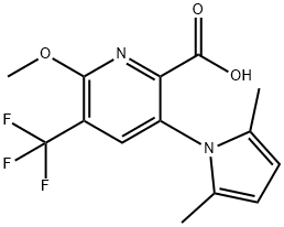 2-Pyridinecarboxylic acid, 3-(2,5-dimethyl-1H-pyrrol-1-yl)-6-methoxy-5-(trifluoromethyl)- Struktur