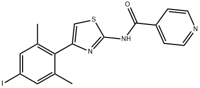 4-Pyridinecarboxamide, N-[4-(4-iodo-2,6-dimethylphenyl)-2-thiazolyl]-,1334921-38-8,结构式