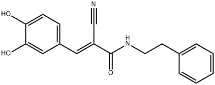 2-Propenamide, 2-cyano-3-(3,4-dihydroxyphenyl)-N-(2-phenylethyl)-, (2E)- Struktur