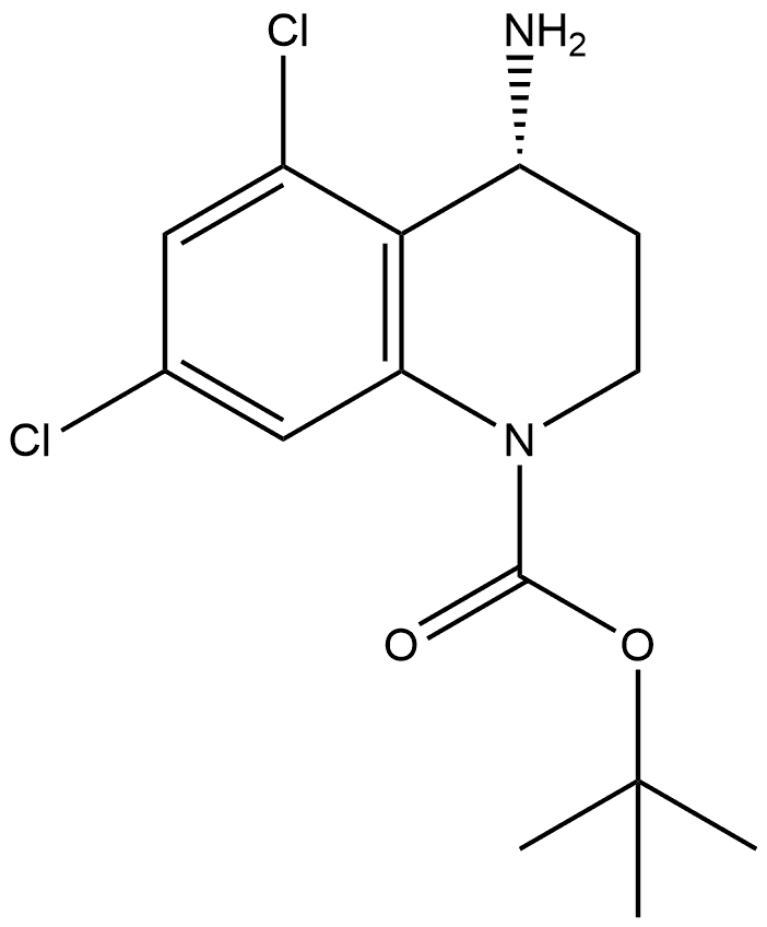 Tert-butyl (R)-4-amino-5,7-dichloro-3,4-dihydroquinoline-1(2H)-carboxylate 结构式
