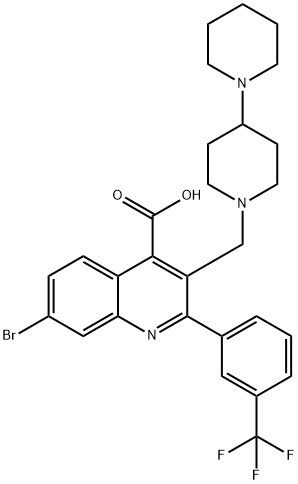 3-([1,4''-Bipiperidin]-1''-ylmethyl)-7-bromo-2-(3-(trifluoromethyl)phenyl)quinoline-4-carboxylic acid Structure