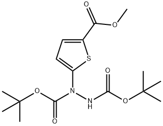 1-(5-(甲氧羰基)噻吩-2-基)肼-1,2-二羧酸二叔丁酯, 1338466-49-1, 结构式