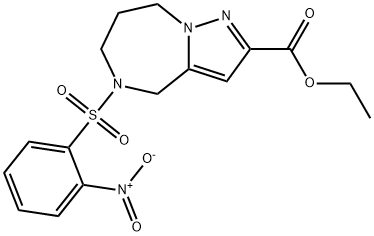 4H-Pyrazolo[1,5-a][1,4]diazepine-2-carboxylic acid, 5,6,7,8-tetrahydro-5-[(2-nitrophenyl)sulfonyl]-, ethyl ester 化学構造式