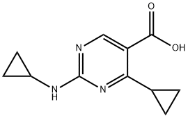 5-Pyrimidinecarboxylic acid, 4-cyclopropyl-2-(cyclopropylamino)- Structure