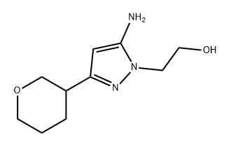 1H-Pyrazole-1-ethanol, 5-amino-3-(tetrahydro-2H-pyran-3-yl)- 化学構造式