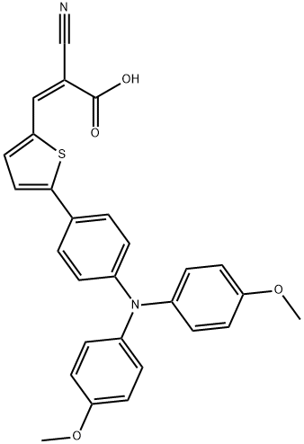 2-Propenoic acid, 3-[5-[4-[bis(4-methoxyphenyl)amino]phenyl]-2-thienyl]-2-cyano-, (2Z)- 结构式