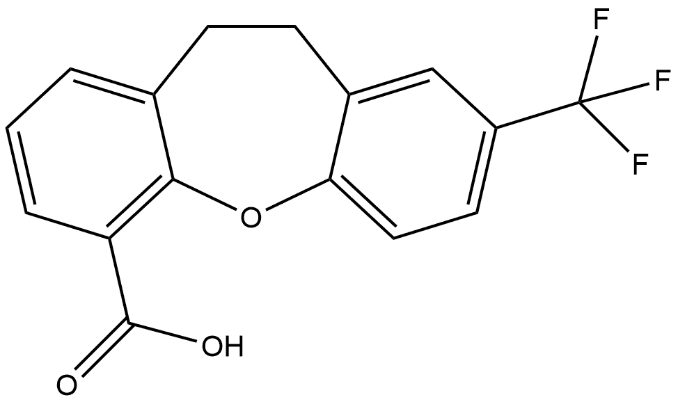 10,11-Dihydro-8-(trifluoromethyl)dibenz[b,f]oxepin-4-carboxylic acid Struktur