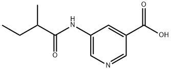 3-Pyridinecarboxylic acid, 5-[(2-methyl-1-oxobutyl)amino]- Struktur