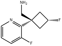 1-[c-3-フルオロ-1-(3-フルオロ-2-ピリジル)シクロブタン-r-1-イル]メタンアミン 化学構造式