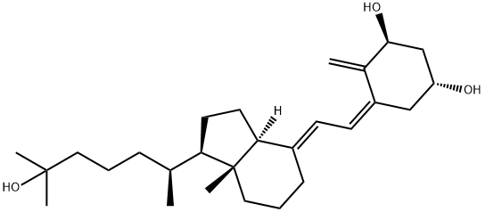 1,3-Cyclohexanediol, 4-methylene-5-[(2E)-2-[(1R,3aS,7aR)-octahydro-1-[(1S)-5-hydroxy-1,5-dimethylhexyl]-7a-methyl-4H-inden-4-ylidene]ethylidene]-, (1R,3S,5Z)- 化学構造式