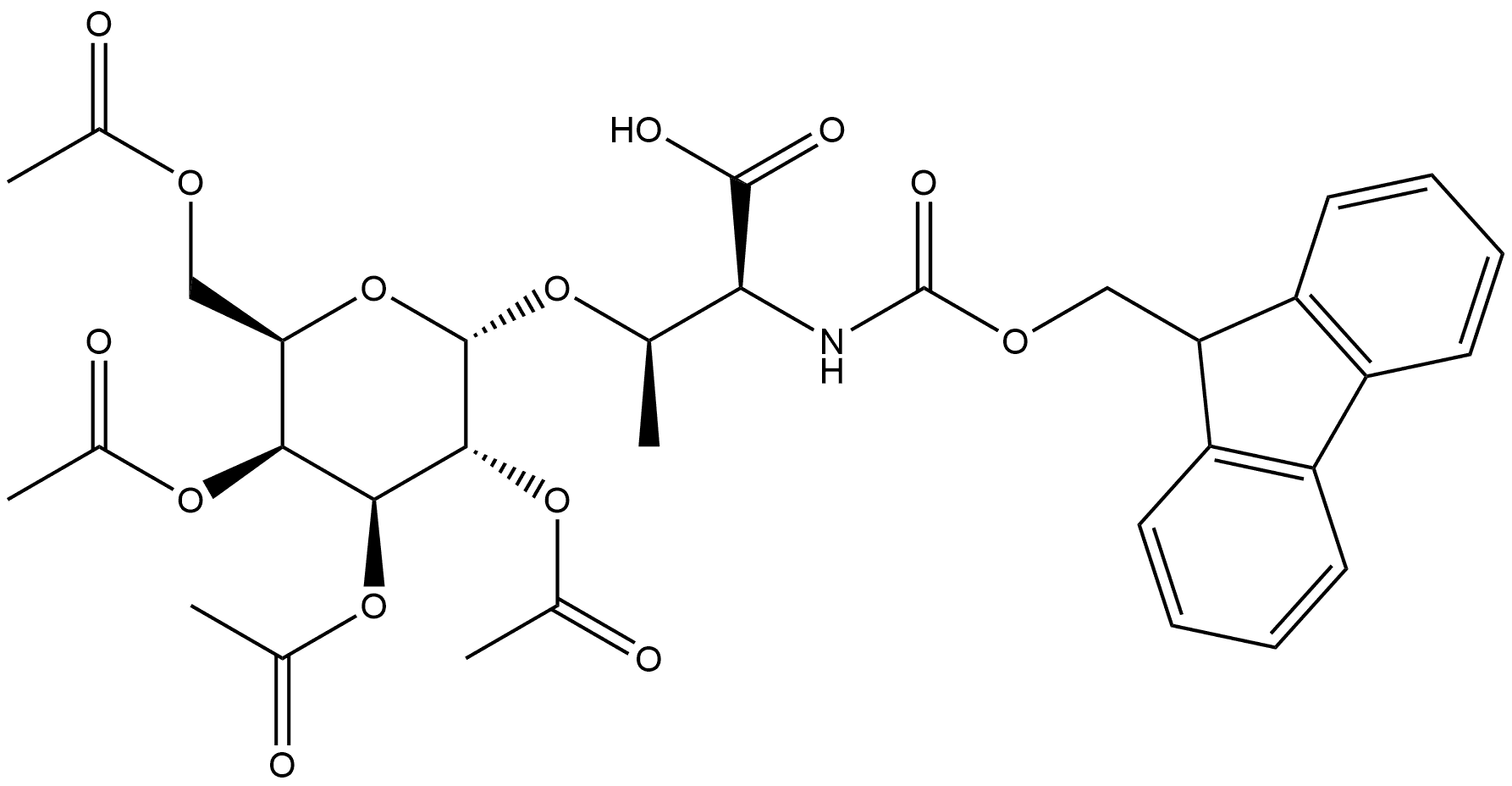 Fmoc-L-Thr(α-D-Gal(Ac)4)-OH 结构式
