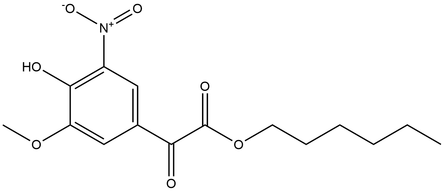 Benzeneacetic acid, 4-hydroxy-3-methoxy-5-nitro-α-oxo-, hexyl ester,134610-45-0,结构式