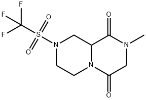 2H-Pyrazino[1,2-a]pyrazine-1,4(3H,6H)-dione, tetrahydro-2-methyl-8-[(trifluoromethyl)sulfonyl]- Struktur