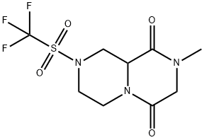 2H-Pyrazino[1,2-a]pyrazine-1,4(3H,6H)-dione, tetrahydro-2-methyl-8-[(trifluoromethyl)sulfonyl]- 化学構造式