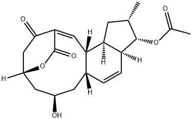 2,5-Ethanoindeno[4,5-e]oxecin-3,15(5H)-dione, 11-(acetyloxy)-6,7,8,8a,10a,11,12,13,13a,13b-decahydro-7-hydroxy-12-methyl-, (1Z,5R,7R,8aS,10aS,11S,12S,13aR,13bS)- 化学構造式