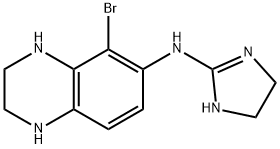 5-ブロモ-N-[(4,5-ジヒドロ-1H-イミダゾール)-2-イルアミノ]-1,2,3,4-テトラヒドロキノキサリン-6-アミン 化学構造式