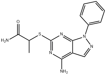 Propanamide, 2-[(4-amino-1-phenyl-1H-pyrazolo[3,4-d]pyrimidin-6-yl)thio]- Struktur