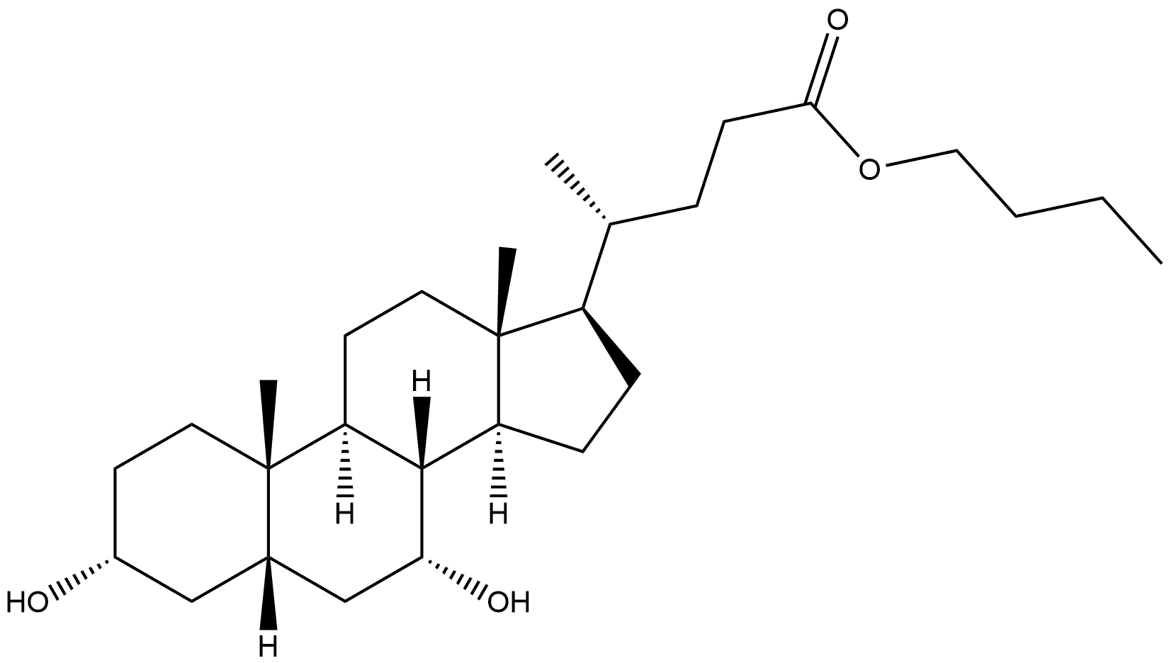 Cholan-24-oic acid, 3,7-dihydroxy-, butyl ester, (3α,5β,7α)- (9CI) 化学構造式