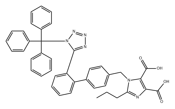 1H-Imidazole-4,5-dicarboxylic acid, 2-propyl-1-[[2'-[1-(triphenylmethyl)-1H-tetrazol-5-yl][1,1'-biphenyl]-4-yl]methyl]- Structure