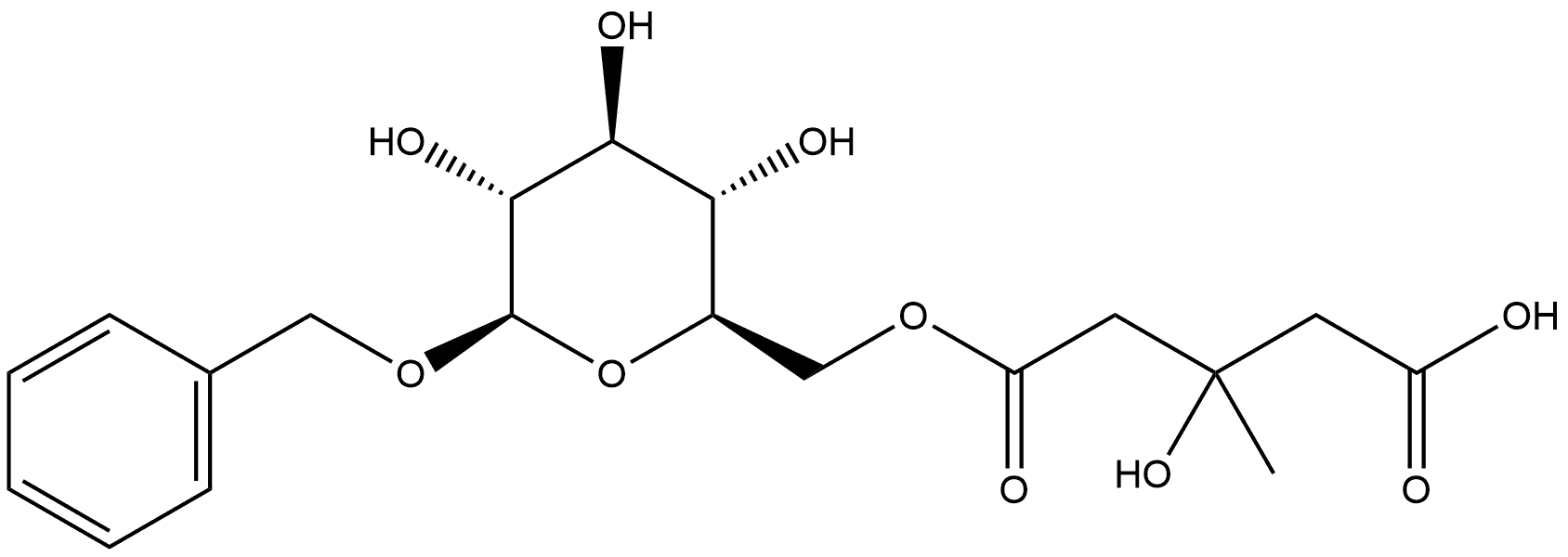 β-D-Glucopyranoside, phenylmethyl, 6-[hydrogen (3S)-3-hydroxy-3-methylpentanedioate] Structure