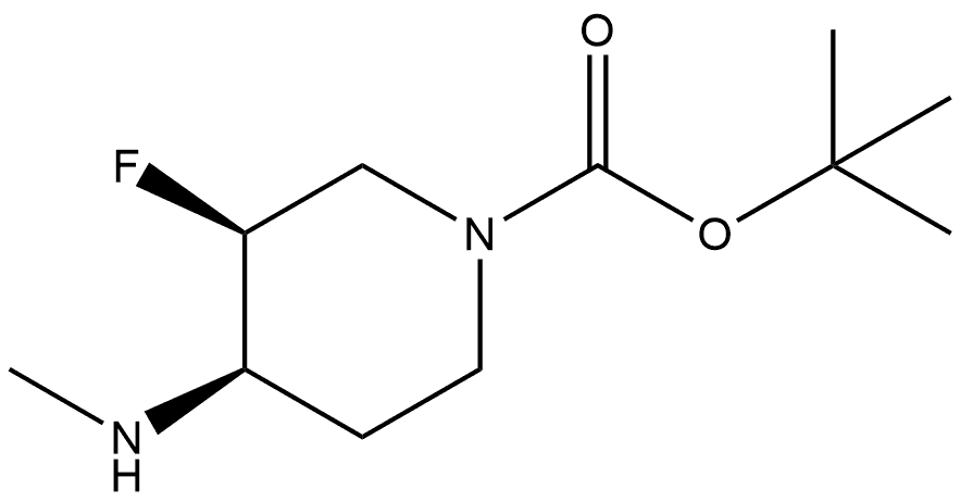 tert-butyl (3S,4R)-3-fluoro-4-(methylamino)piperidine-1-carboxylate 化学構造式