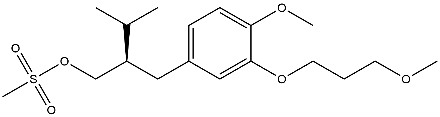 Benzenepropanol, 4-methoxy-3-(3-methoxypropoxy)-β-(1-methylethyl)-, 1-methanesulfonate, (βR)- Structure