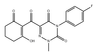 1,2,4-Triazine-3,5(2H,4H)-dione, 4-(4-fluorophenyl)-6-[(2-hydroxy-6-oxo-1-cyclohexen-1-yl)carbonyl]-2-methyl- Structure