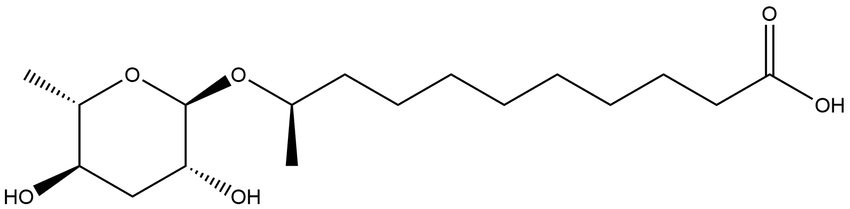 Undecanoic acid, 10-[(3,6-dideoxy-α-L-arabino-hexopyranosyl)oxy]-, (10R)- Struktur
