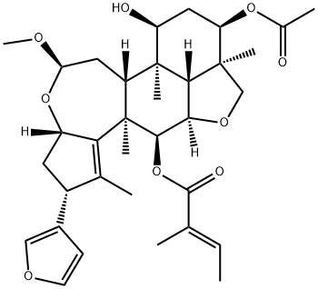 2-Butenoic acid, 2-methyl-, (2R,3aS,5R,6aR,6bR,7S,9R,9aR,11aR,11bR,12S,12aR)-9-(acetyloxy)-2-(3-furanyl)-3,3a,6,6a,6b,7,8,9,9a,10,11a,11b,12,12a-tetradecahydro-7-hydroxy-5-methoxy-1,6b,9a,12a-tetramethyl-2H,5H-cyclopenta[a]isobenzofuro[7,1-gh][3]benzoxepin-12-yl ester, (2E)- Structure