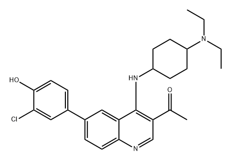 Ethanone, 1-[6-(3-chloro-4-hydroxyphenyl)-4-[[4-(diethylamino)cyclohexyl]amino]-3-quinolinyl]- Struktur