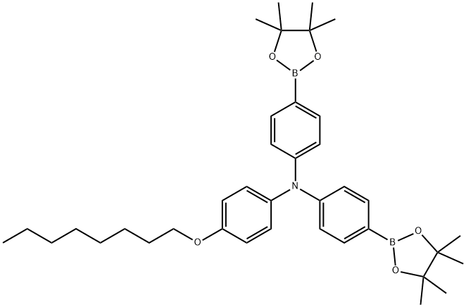 N,N-双(4-硼酸频呢醇酯苯基)-4-辛氧基苯胺,1357009-82-5,结构式