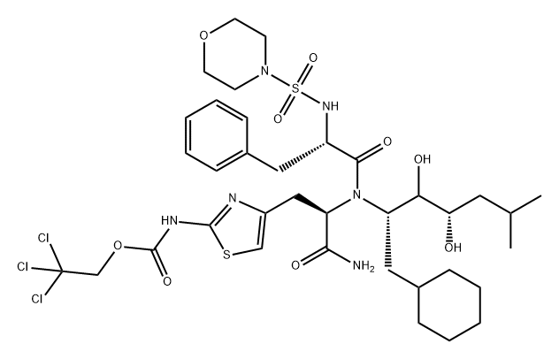 L-Alaninamide, N-(4-morpholinylsulfonyl)-L-phenylalanyl-N-[1-(cyclohexylmethyl)-2,3-dihydroxy-5-methylhexyl]-3-[2-[[(2,2,2-trichloroethoxy)carbonyl]amino]-4-thiazolyl]-, [1S-(1R*,2S*,3R*)]- (9CI) 化学構造式