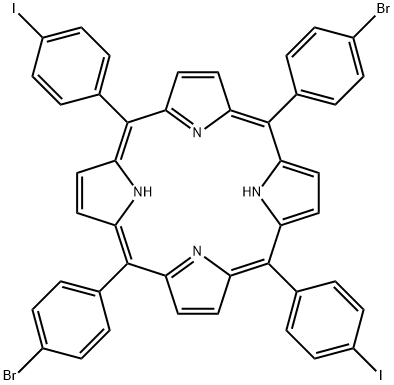 5,15-Bis(4-bromophenyl)-10,20-bis(4-iodophenyl)porphyrin Structure