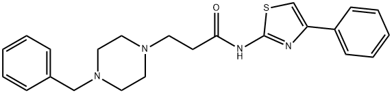 N-(4-フェニル-2-チアゾリル)-3-(4-ベンジルピペラジノ)プロパンアミド 化学構造式