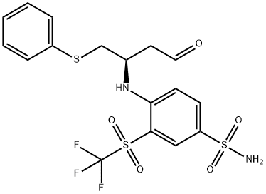 Benzenesulfonamide, 4-[[(1R)-3-oxo-1-[(phenylthio)methyl]propyl]amino]-3-[(trifluoromethyl)sulfonyl]- Structure