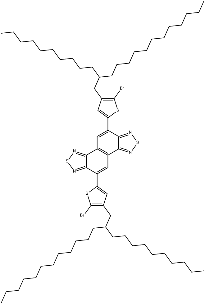 Naphtho[1,2-c:5,6-c']bis[1,2,5]thiadiazole, 5,10-bis[5-bromo-4-(2-decyltetradecyl)-2-thienyl]- 化学構造式