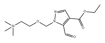 1H-Pyrazole-4-carboxylic acid, 5-formyl-1-[[2-(trimethylsilyl)ethoxy]methyl]-, ethyl ester 化学構造式